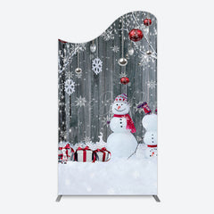 Lofaris Grey Wooden Snowman Christmas Vibe Arch Backdrop