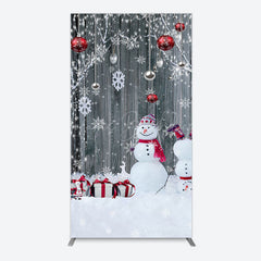 Lofaris Grey Wooden Snowman Christmas Vibe Arch Backdrop