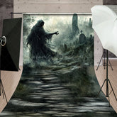 Lofaris Grim Reaper in Haunted Graveyard Sweep Backdrop Misty Ghost Scene for Fine Art Spooky Halloween Portraits
