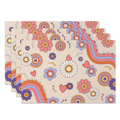 Lofaris Groovy Colorful Rainbow Daisy Set of 4 Placemats