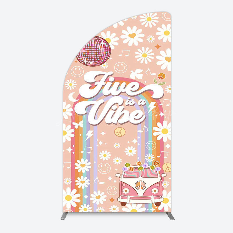 Lofaris Groovy Five Is Vibe Daisy Birthday Arch Backdrop