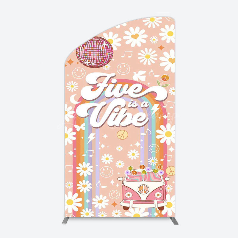 Lofaris Groovy Five Is Vibe Daisy Birthday Arch Backdrop