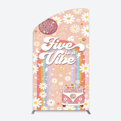 Lofaris Groovy Five Is Vibe Daisy Birthday Arch Backdrop