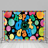 Lofaris Groovy Smiley Face Colorful Happy Dot Day Backdrop
