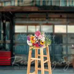 Lofaris Grunge Garage Photography Backdrop Rusted Metal Door Vintage Motorcycle Background Industrial Man Cave Photo Prop