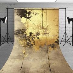 Lofaris Grunge Grey Concrete Wall Backdrop Abstract Gold Paint Splash Fine Art Photography Background