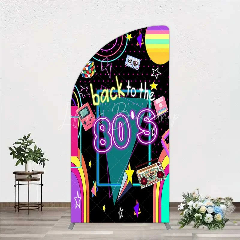 Lofaris Half Moon Arch Backdrop Back to the 80s Neon Retro Cover Glow Party Graffiti Geometric Chiara Wall Background Birthday Decor