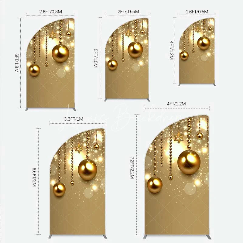 Lofaris Half Moon Arch Backdrop Christmas Gold Baubles Luxury Hanging Ornaments Sparkle Cover