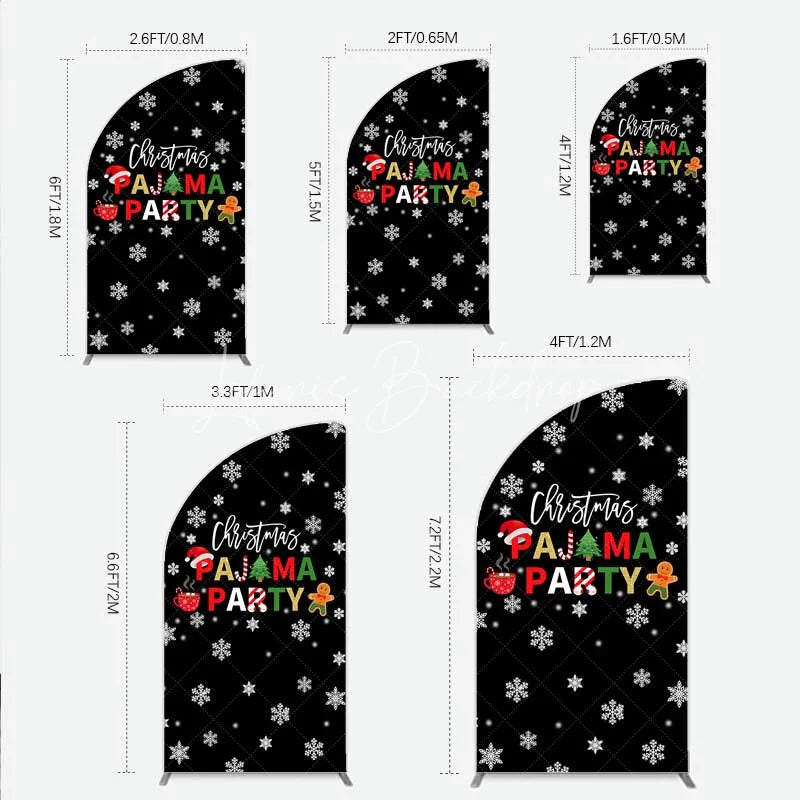 Lofaris Half Moon Arch Backdrop Christmas Pajama Party Winter Gingerbread Man Cocoa Snowflake Cover
