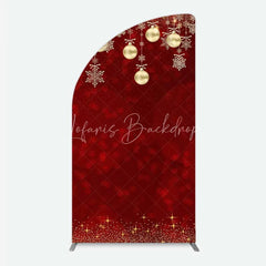 Lofaris Half Moon Arch Backdrop Christmas Red Gold Ornaments Cover Winter Snowflake Glitter Chiara Wall Background Holiday Party Decor