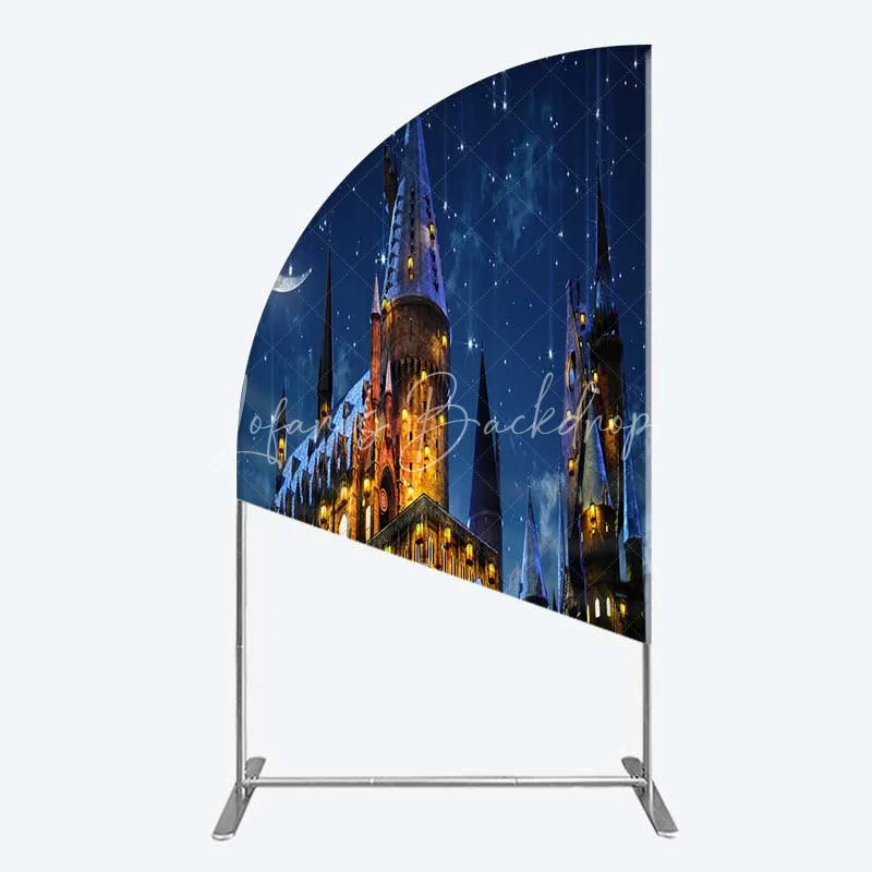 Lofaris Half Moon Arch Backdrop Magic Castle Night Wizard School Winter Starry Sky Cover