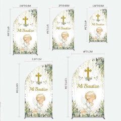 Lofaris Half Moon Arch Backdrop Mi Bautizo Angel Gold Cross Cover Greenery Eucalyptus Baptism Chiara Wall Background Religious Decor