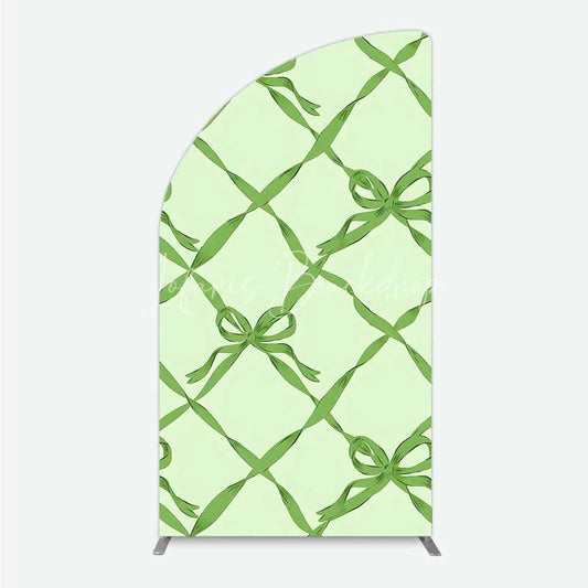 Lofaris Half Moon Arch Backdrop Sage Green Bow Ribbon Lattice Pattern Party Decoration