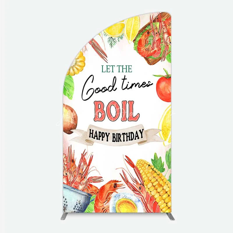 Lofaris Half Moon Arch Backdrop Seafood Boil Birthday Summer Crawfish Lemon Good Times Cover
