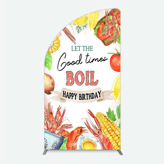 Lofaris Half Moon Arch Backdrop Seafood Boil Birthday Summer Crawfish Lemon Good Times Cover