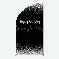 Lofaris Half Moon Arch Backdrop Silver Diamonds Glitz Black Background Sparkle Happy Birthday Cover