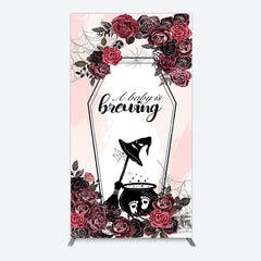 Lofaris Halloween A Baby Is Brewing Floral Arch Backdrop