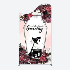 Lofaris Halloween A Baby Is Brewing Floral Arch Backdrop