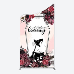 Lofaris Halloween A Baby Is Brewing Floral Arch Backdrop