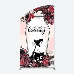 Lofaris Halloween A Baby Is Brewing Floral Arch Backdrop
