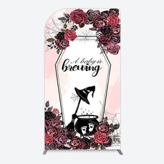Lofaris Halloween A Baby Is Brewing Floral Arch Backdrop
