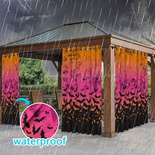 Lofaris Halloween Bats Waterproof Printed Outdoor Curtains