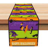 Lofaris Halloween Elf Table Runner with Colorful Stripes for Whimsical and Festive Holiday Party Decor