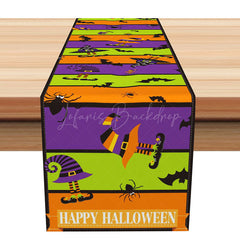 Lofaris Halloween Elf Table Runner with Colorful Stripes for Whimsical and Festive Holiday Party Decor