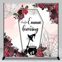 Lofaris Halloween Floral Baby Is Brewing Custom Name Backdrop