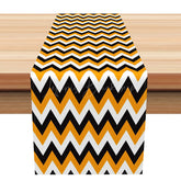 Lofaris Halloween Geometric Table Runner with Orange Black and White Triangles for Modern Party Decor