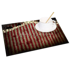 Lofaris Halloween Mouse and Cobweb Set of 4 Placemats with Light Bulbs for Quirky Spooky Party Decor