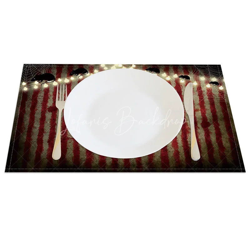 Lofaris Halloween Mouse and Cobweb Set of 4 Placemats with Light Bulbs for Quirky Spooky Party Decor