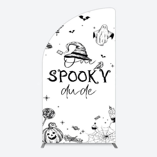 Lofaris Halloween One Spooky Dude Birthday Half Moon Arch Backdrop