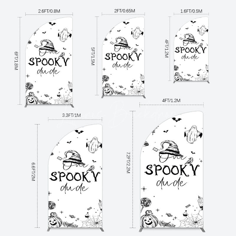 Lofaris Halloween One Spooky Dude Birthday Half Moon Arch Backdrop