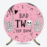 Lofaris Halloween Pink Bad Two The Bone Round Birthday Backdrop