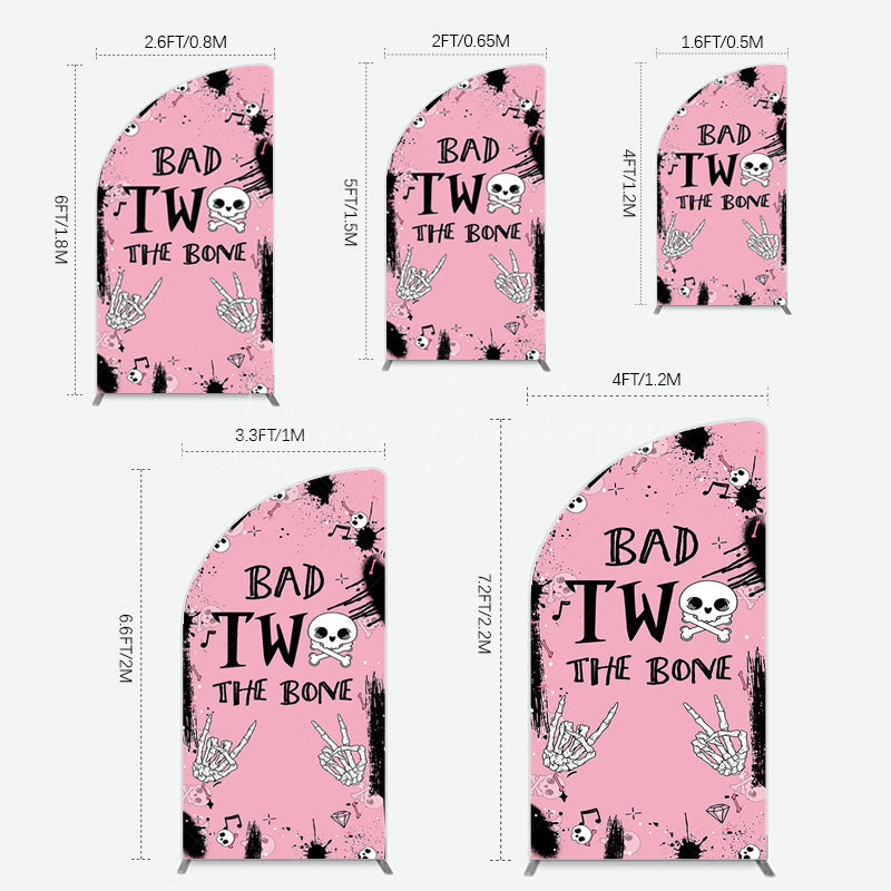 Lofaris Halloween Pink Ghost Bad Two The Bone Half Moon Arch Backdrop