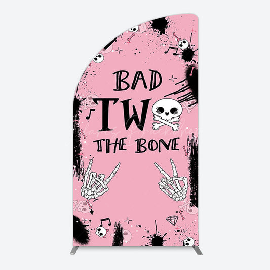 Lofaris Halloween Pink Ghost Bad Two The Bone Half Moon Arch Backdrop