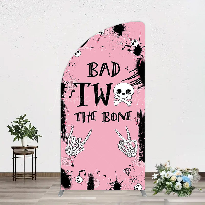 Lofaris Halloween Pink Ghost Bad Two The Bone Half Moon Arch Backdrop