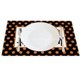 Lofaris Halloween Polka Dot and Jack-O’-Lantern Set of 4 Placemats for Fun Spooky Kids Party Decorations