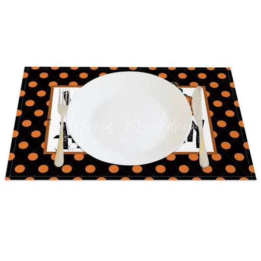 Lofaris Halloween Polka Dot and Jack-O’-Lantern Set of 4 Placemats for Fun Spooky Kids Party Decorations