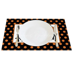 Lofaris Halloween Polka Dot and Jack-O’-Lantern Set of 4 Placemats for Fun Spooky Kids Party Decorations