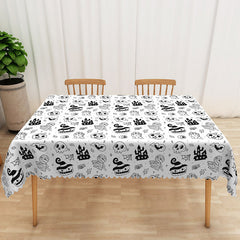 Lofaris Halloween Rectangle Tablecloth with Skulls and Jack o’ Lanterns for Spooky Holiday Party Decor