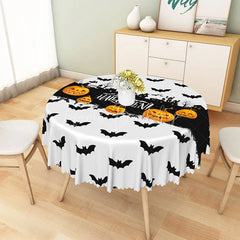 Lofaris Halloween Round Tablecloth with Jack-o’-Lanterns and Bats for Spooky Festive Holiday Decor