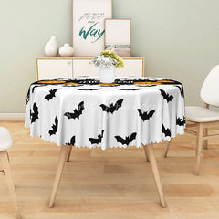 Lofaris Halloween Round Tablecloth with Jack-o’-Lanterns and Bats for Spooky Festive Holiday Decor