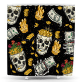 Lofaris Halloween Scary Skull Dollar Gold Mine Shower Curtain