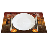 Lofaris Halloween Set of 4 Placemats with Bat Ghost Castle and Jack-O’-Lantern for Spooky Party Decor