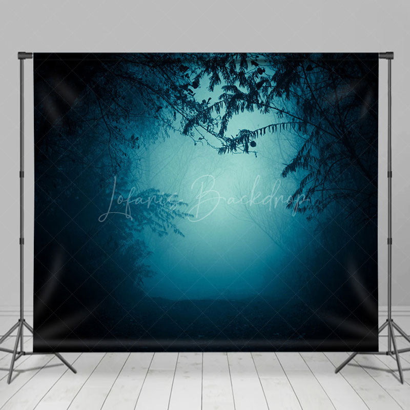 Lofaris Halloween Vibe Green Misty Forest Room Set Backdrop