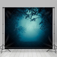 Lofaris Halloween Vibe Green Misty Forest Room Set Backdrop