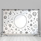 Lofaris Hand Drawn Pattern Smiles Stars And Hearts Backdrop