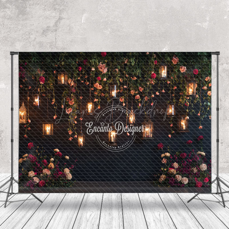 Lofaris Hanging Candle Pink Purple Floral Photo Backdrop